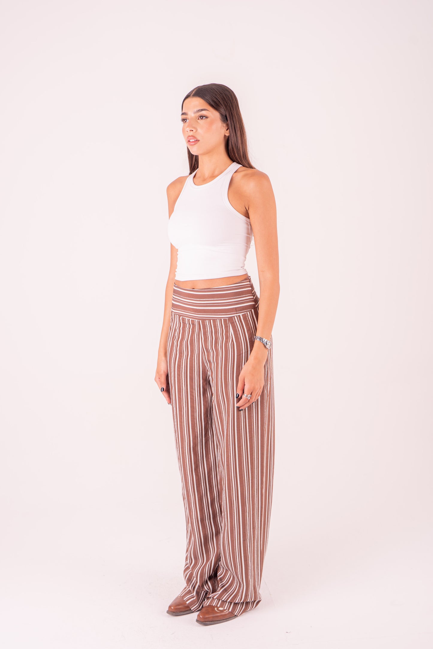 Brown Pinstriped Pants