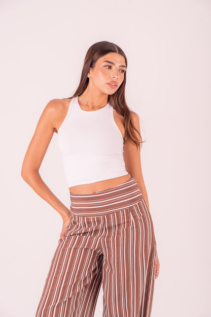 Brown Pinstriped Pants