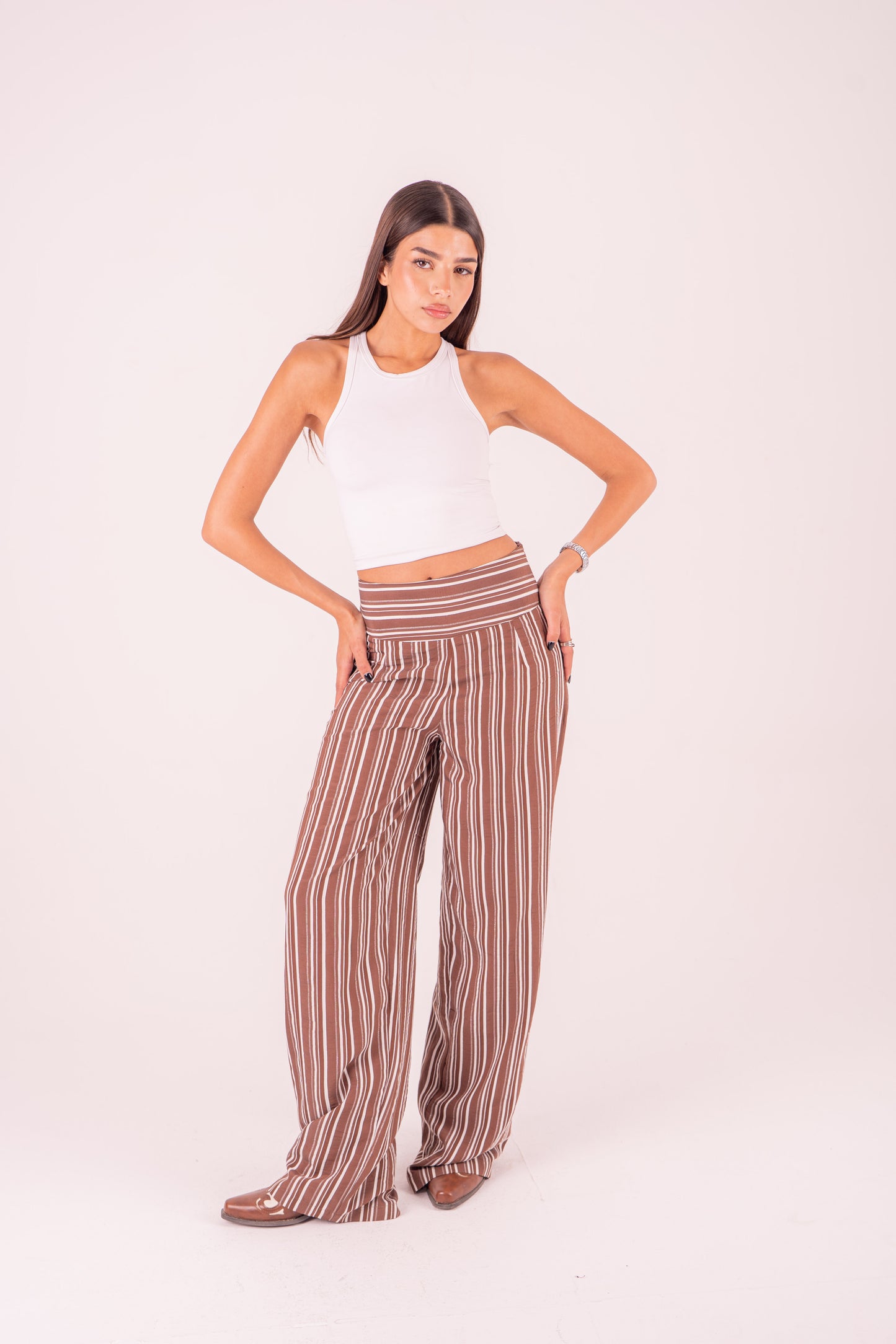 Brown Pinstriped Pants