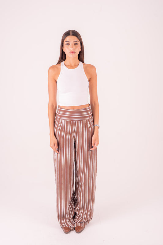 Brown Pinstriped Pants