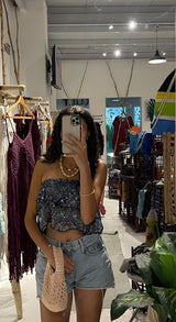 blue boho wrap skirt