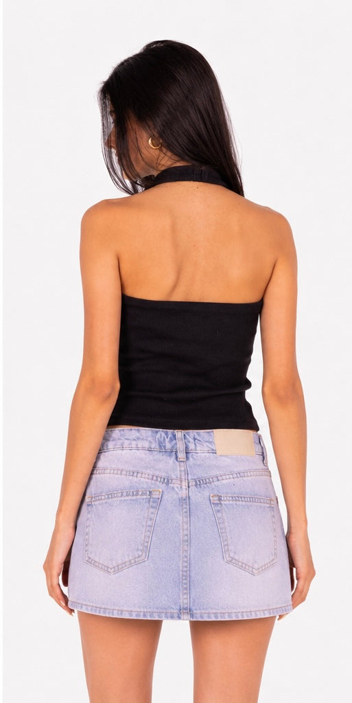 Button Embellished Halter Top