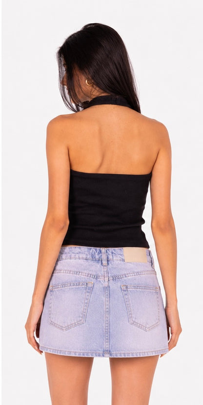 Button Embellished Halter Top