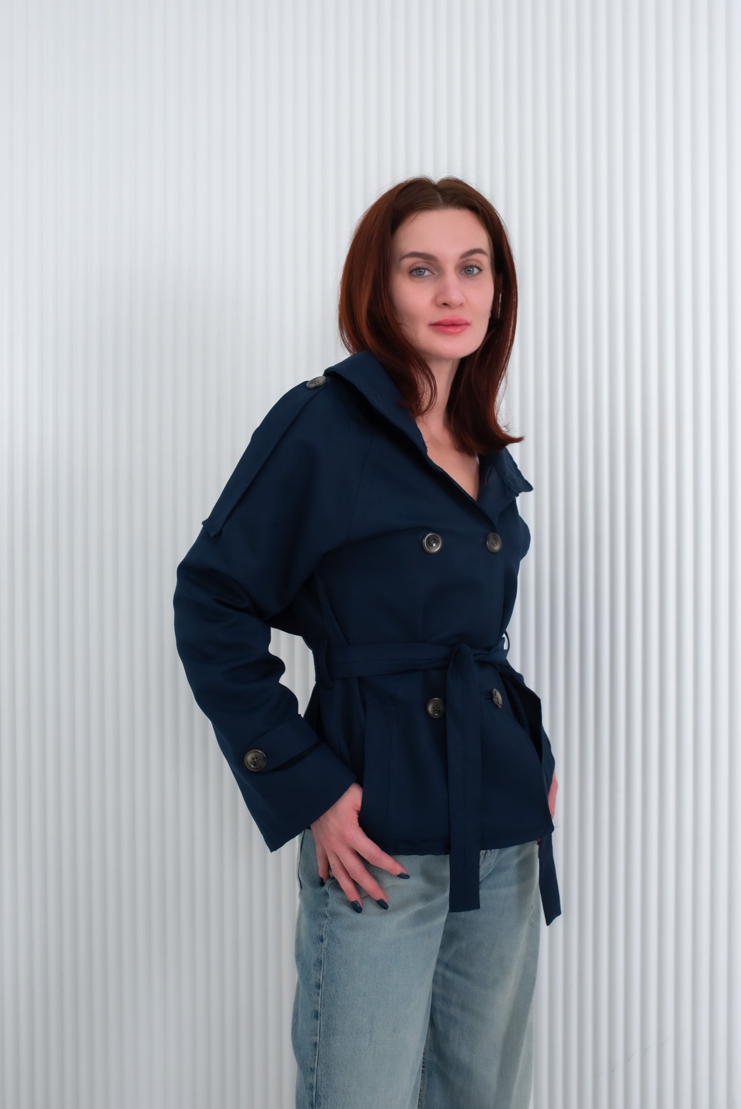 Navy Blue Trench Coat