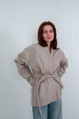 Beige Belted Jacket