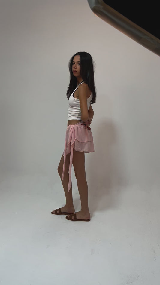 pink wrap skirt