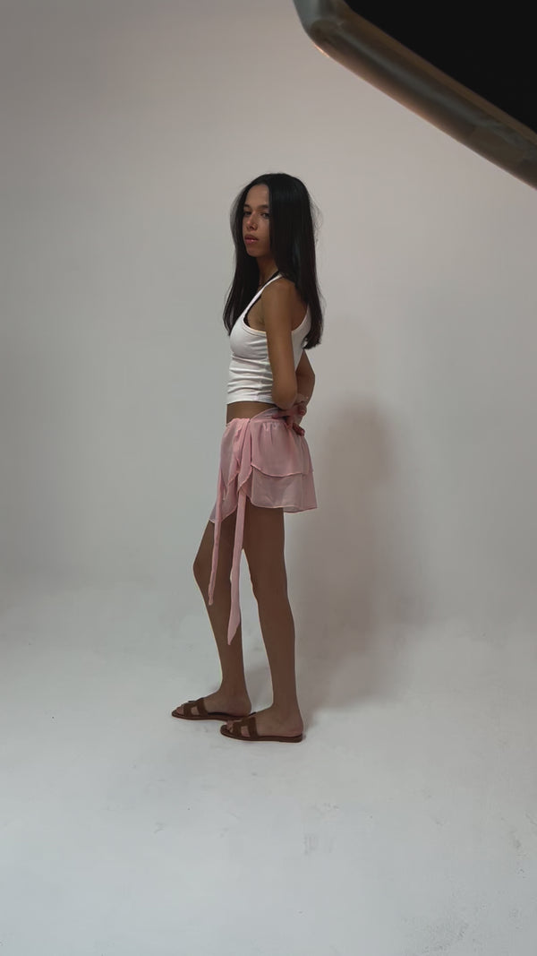 pink wrap skirt